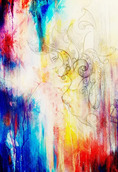 Mistik kadın Tanrıça ayağı heykel güzel süsleme ile. Orijinal el çizmek.