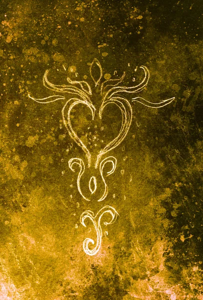 heart ornamental Drawing . Original hand draw and computer collage. Color structure.