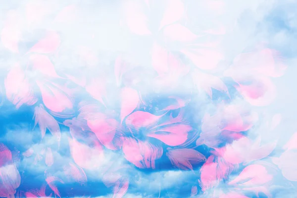 Vihar felhők és virág szirmai. Számítógépes kollázs fotó és a festészet. — Stock Fotó