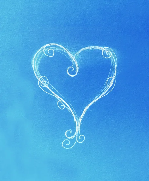 Dibujo de corazón, boceto a lápiz sobre papel viejo. Efecto de color . — Foto de Stock