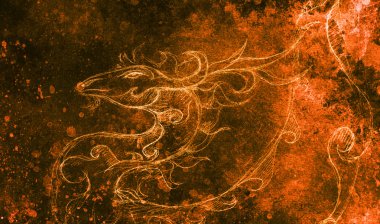 süs hayvanı eski kağıt arka plan bilgisayar kolaj üzerinde çizim. ve renk yapısı.