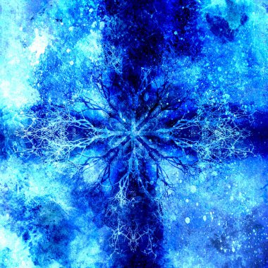 Ağaç desenli, hayat sembolü güzel süs mandala.