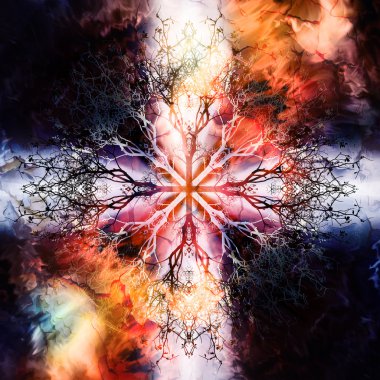 Ağaç desenli, hayat sembolü güzel süs mandala.