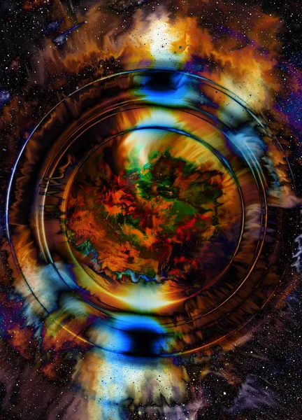 Espaço cósmico e efeito círculo de cores, fundo de cor . — Fotografia de Stock