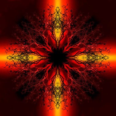 Ağaç desenli, hayat sembolü güzel süs mandala.