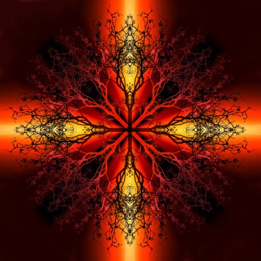 Ağaç desenli, hayat sembolü güzel süs mandala.