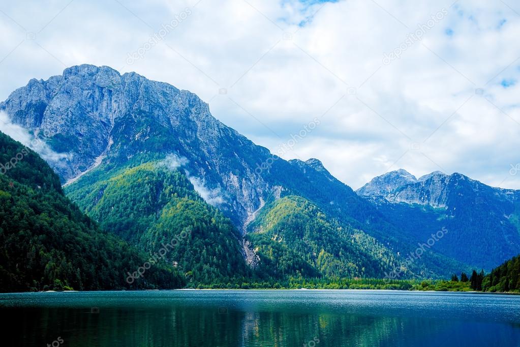 Beautiful landscape, lake with mountain in background.