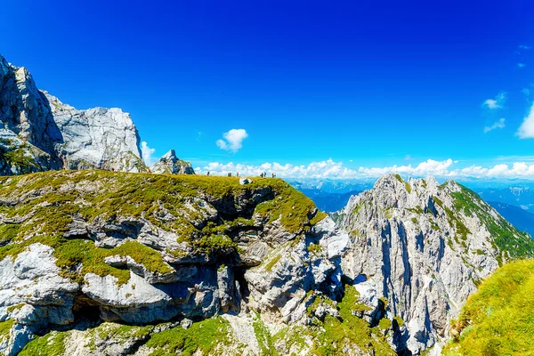 美しい夏のアルプスの山の風景の中の人. — ストック写真