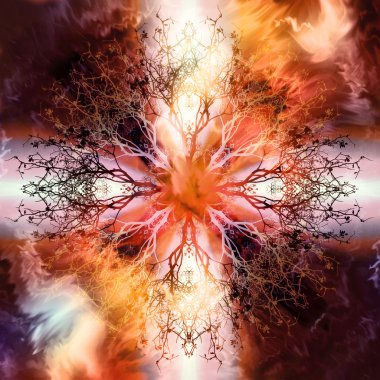 Ağaç desenli, hayat sembolü güzel süs mandala.