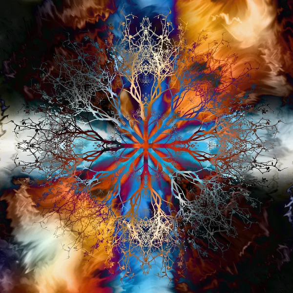 Wunderschönes ornamentales Mandala mit Baummuster, Symbol des Lebens. — Stockfoto