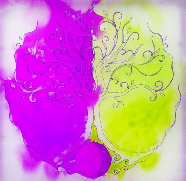 Yapılandırılmış süs arka planında yaşam sembolü ağacı, yggdrasil.