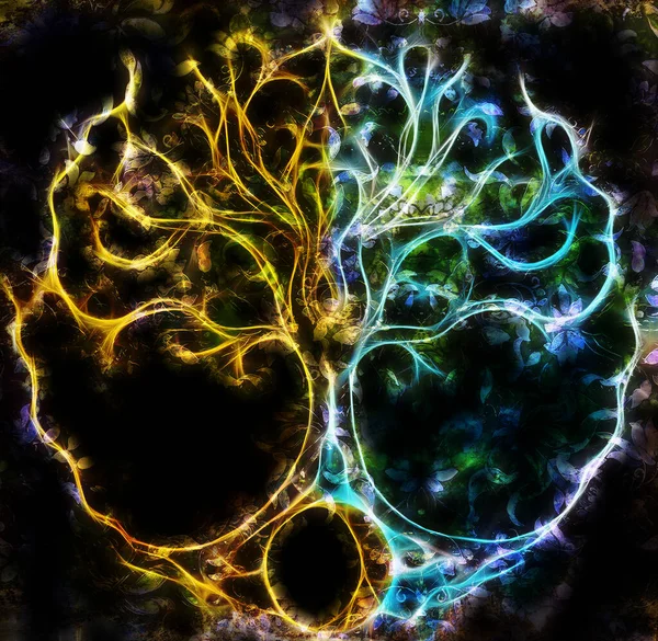 结构装饰性背景上的生命象征树，叶柄。分形效应. — 图库照片