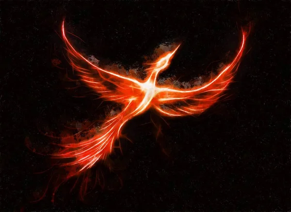 Flying Phoenix lintu symbolina uudestisyntyminen ja uusi alku. — kuvapankkivalokuva