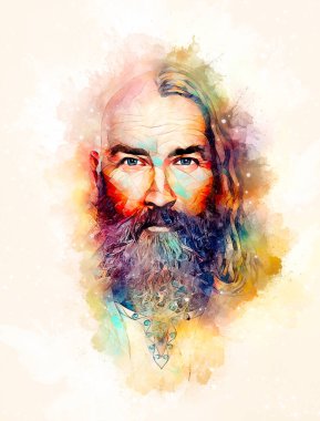 Eski bir kağıda İsa 'nın kalemleri çizilmiş. Giysileri süslemek için. Eski sepia yapı kağıdı. Göz teması. Manevi kavram.