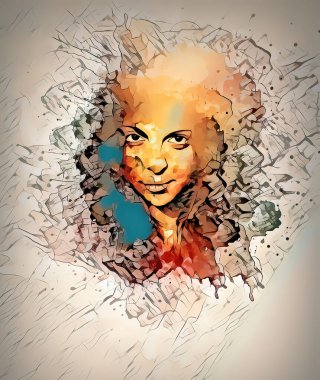 Güzel kadın yüzü ve mozaik yapısı.