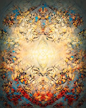 Renkli süs yapısı, çiçekli süs arkaplanı. sepya tonları.