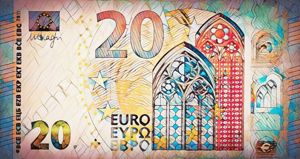 200欧元钞票和马赛克效果. — 图库照片