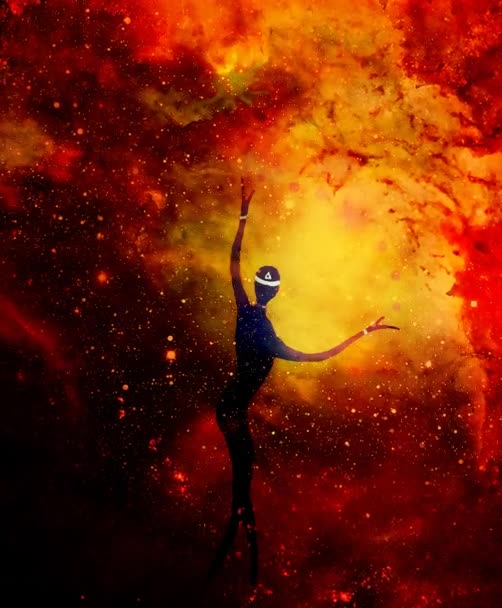 Spirituele wezens in het universum. Schilderen en grafisch effect. — Stockvideo