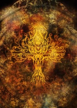 Yapılandırılmış arka planda yaşam sembolü ağacı, yggdrasil.
