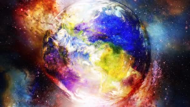 Planet Erde im kosmischen Raum Kosmischer Weltraum Hintergrund. — Stockvideo
