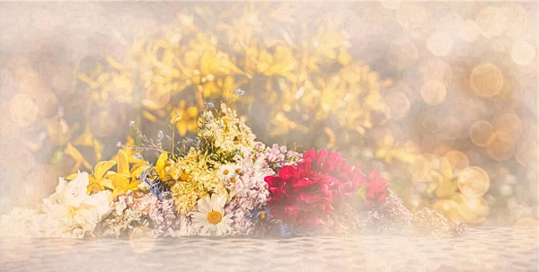 아름다운 초원의 꽃 배경 과 그림 효과. — 스톡 사진