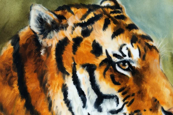 Детальна голова тигра на м'якому тонованому абстрактному фоні — стокове фото