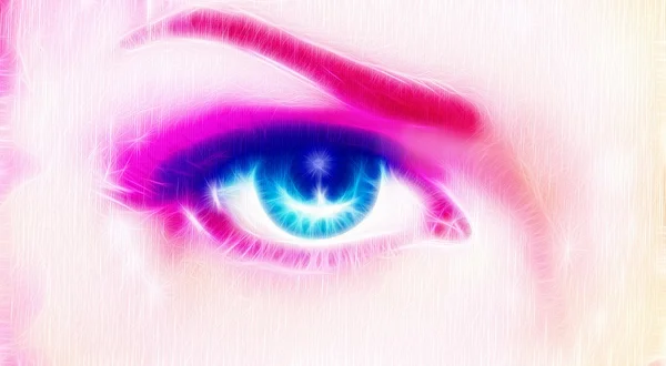 Women eye painting, make up fractal effect — Stock Photo, Image