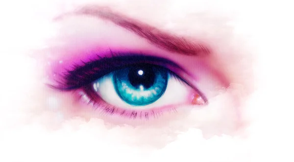 Donne pittura degli occhi, make up in nebbia effetto — Foto Stock