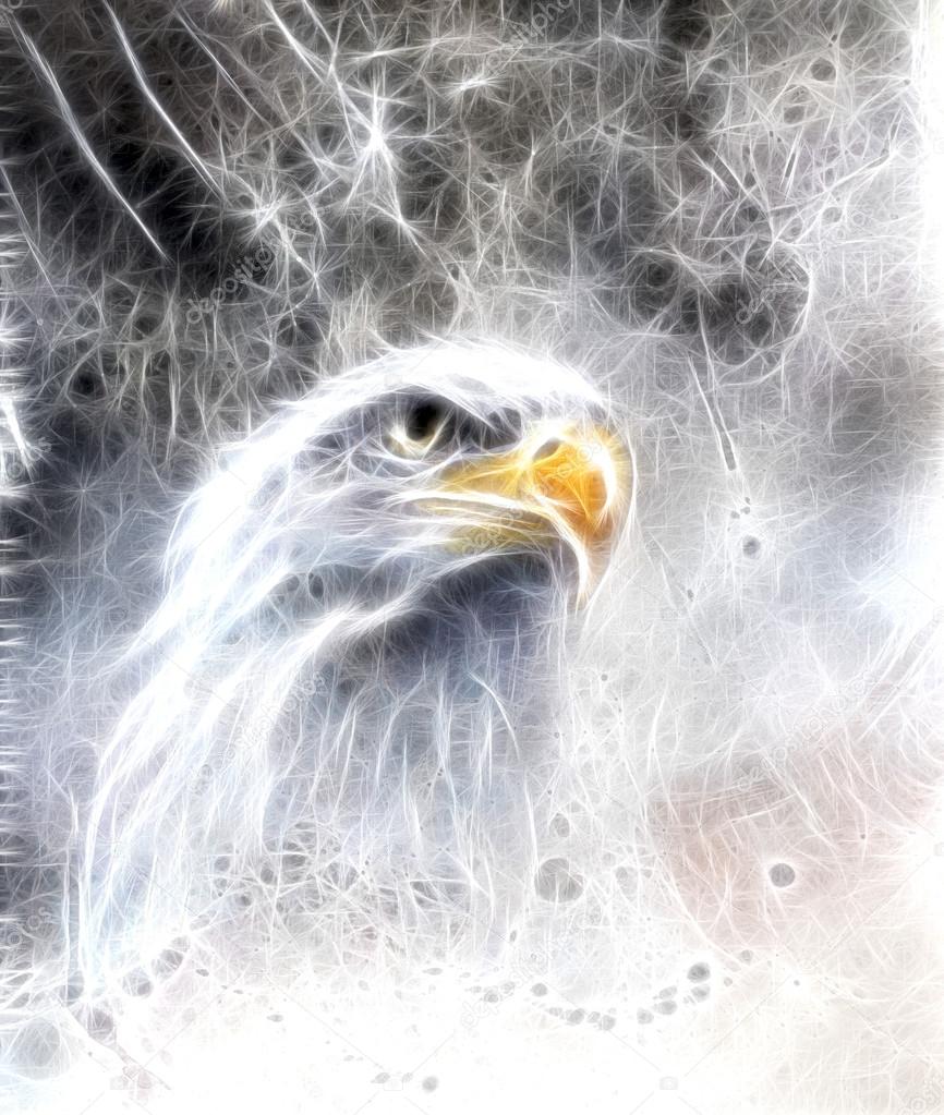 Beautiful painting of  eagle on an abstract background fractal effect