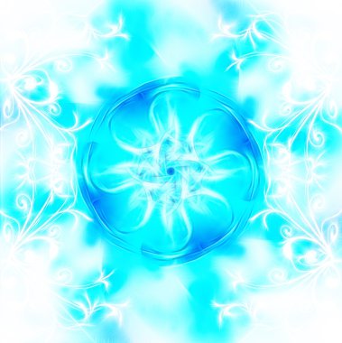 Dekoratif fraktal wallpaper - mavi ışık arka plan beyaz süsleme ile karmaşık desenleri