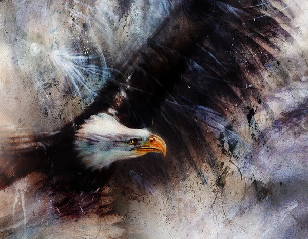 Beautiful airbrush spirit  eagle on an abstract background, stre — Stock Photo, Image