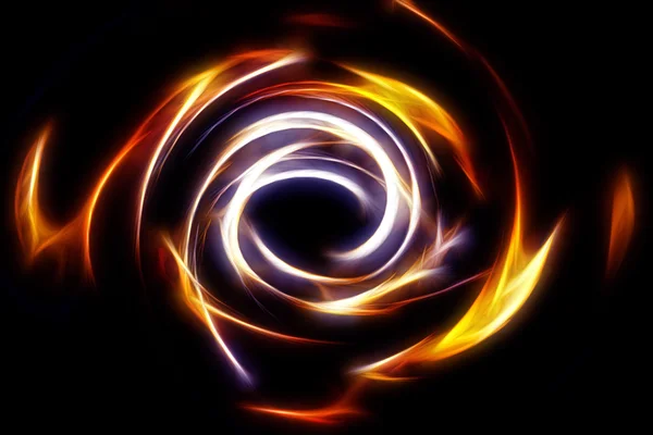 Hermoso círculo de fuego abstracto sobre un fondo negro . — Foto de Stock