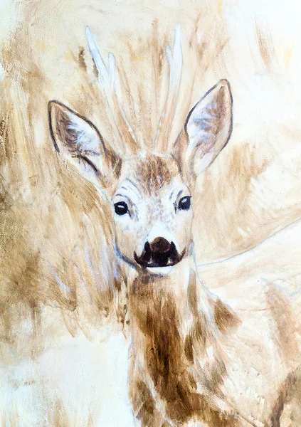 Cabeza de ciervo sepia pintura boceto —  Fotos de Stock