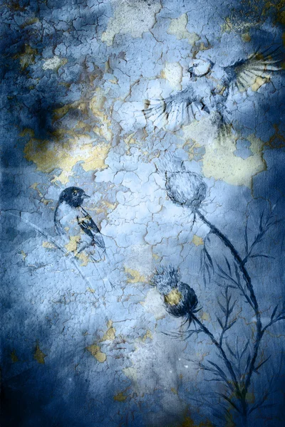 クラックルの背景の青い色の鳥 — ストック写真