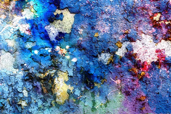 Голубая хрустящая стена текстуры, цвет потрескавшийся фон, с пятнами — стоковое фото