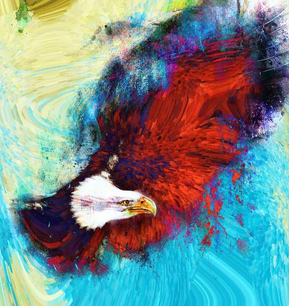 Painting  eagle with black feathers on an abstract background , USA Symbols Freedom — Stock Photo, Image