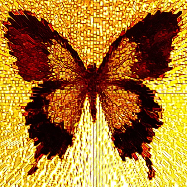 Illust de uma borboleta, meio misto, fundo de cor, Efeito geométrico — Fotografia de Stock