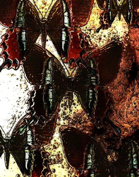 Illustration of butterfly. mixed media. metal structure effect — ストック写真