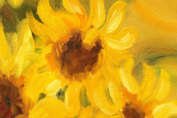 Girasoles soleados pintura al óleo sobre lienzo . —  Fotos de Stock