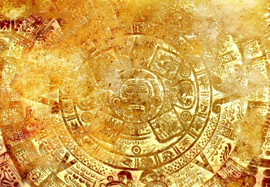 Ancient Mayan Calendar, abstract color Background