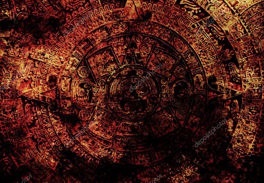 Ancient Mayan Calendar, abstract color Background