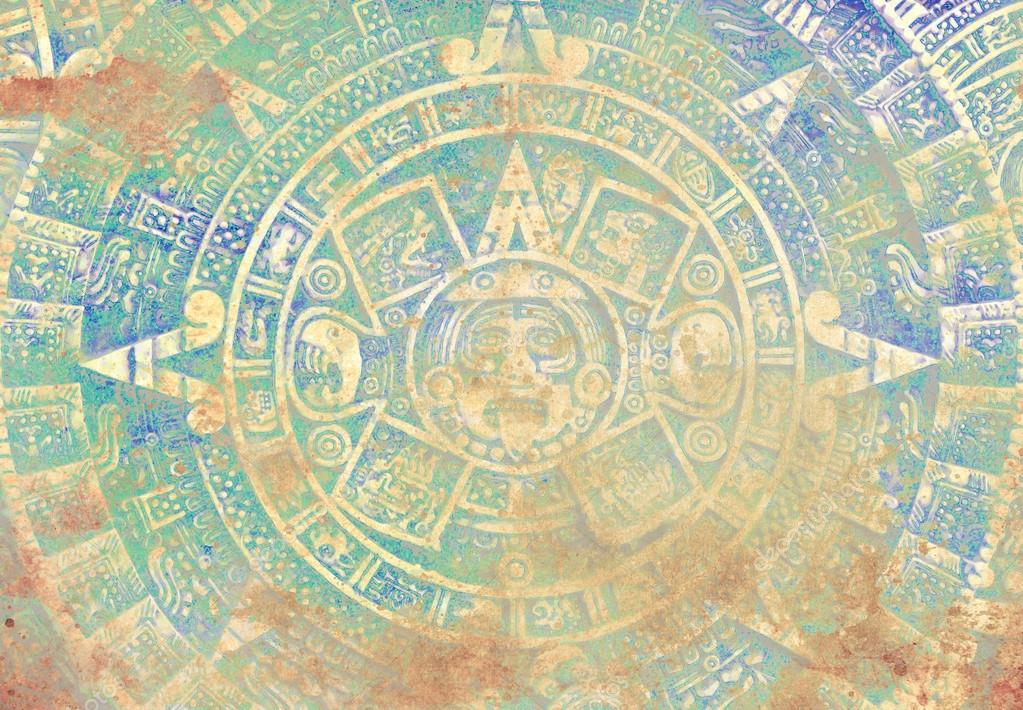 Ancient Mayan Calendar, abstract color Background