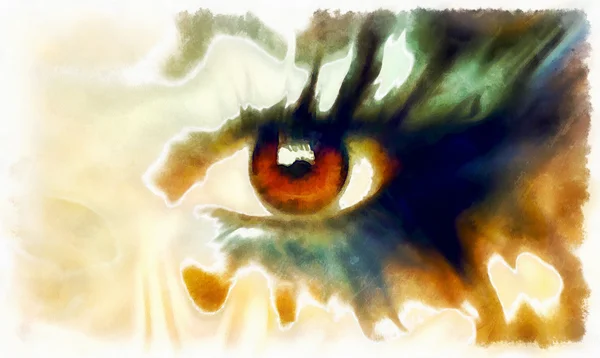 Collage della pittura dell'occhio, trucco astratto di colore — Foto Stock