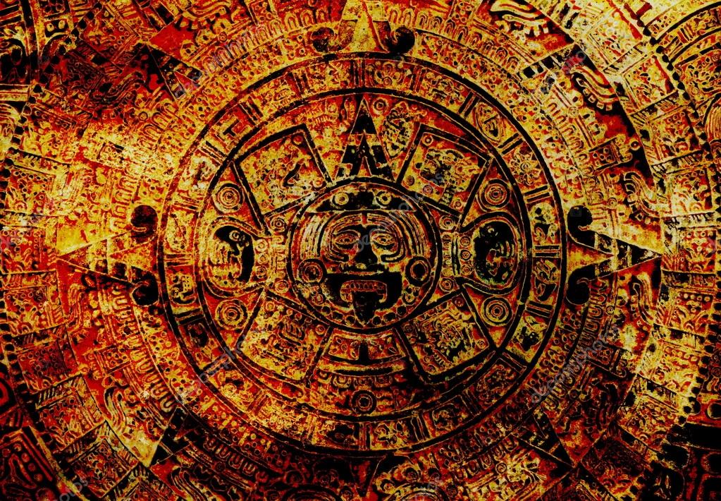 Ancient Mayan Calendar, abstract color Background