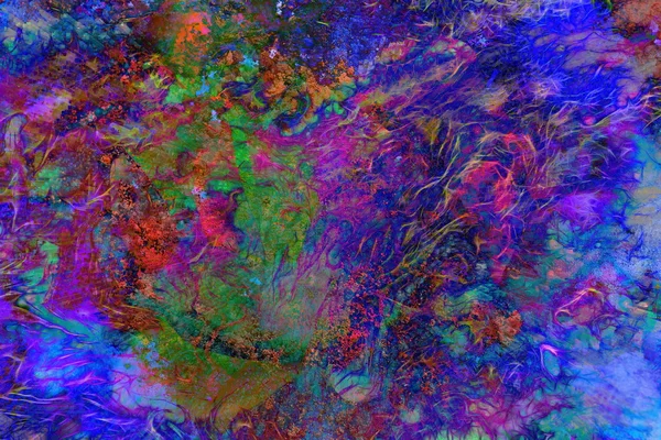 Abstract gekleurde achtergrond, schilderij collage, brand fractal effect, rood, groen en oranje collage. — Stockfoto
