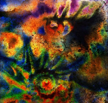  gülen kadınlar göz. pas renk efekti. resim kolaj ve soyut deniz kabuğu.