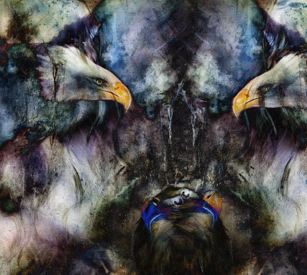 Beautiful painting of  eagles on an abstract background collage — Stok fotoğraf