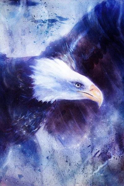 Живопис орел на абстрактним фоном, крила літати, США символи свободи. Vintage стиль зображення — стокове фото