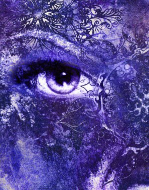 Tanrıça kadınlar göz, oryantal mandala süsleme ile çok renkli arka plan. göz teması.