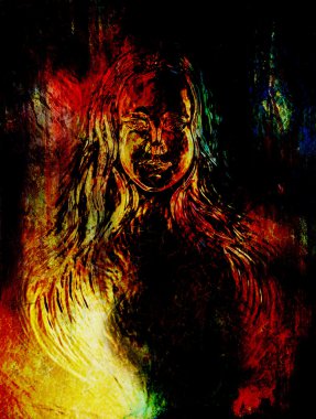 Woman goddess. Young attractive woman coated in metallic  paint